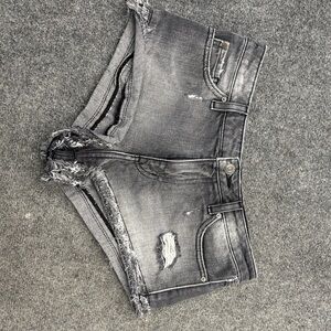 Distressed Gray Denim Shorts